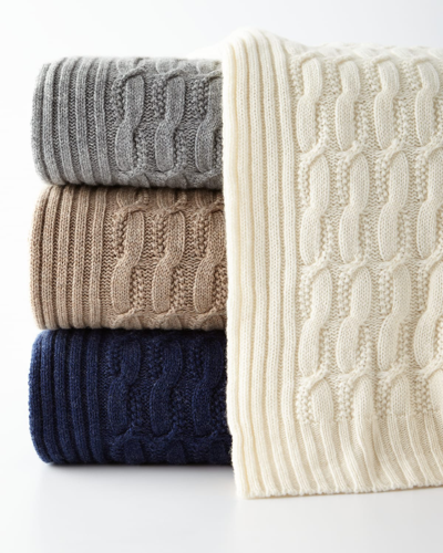 Sofia Cashmere Seed-stitch Cable Throw