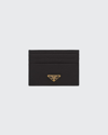 Prada Triangle Logo Leather Card Case In F0632 Nero 1