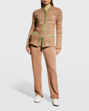 Giorgio Armani Snap-front Cashmere Jacket W/ Contrast Stitching In Brown