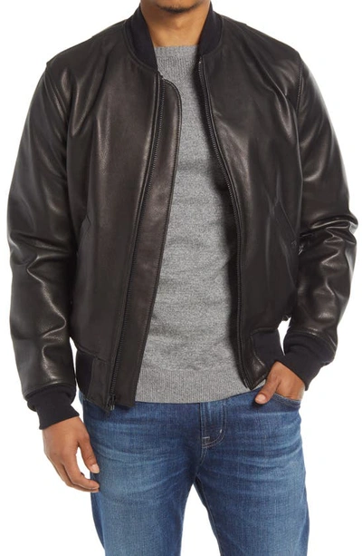 Schott Ma-1 Pebble-grain Leather Bomber Jacket In Black