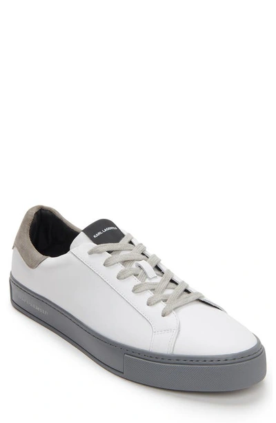 Karl Lagerfeld Low Top Sneaker On Grey Cup Sole In White
