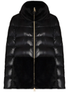 Herno Ultralight Nylon And Lady Alternative Fur Cape Clothing In Black