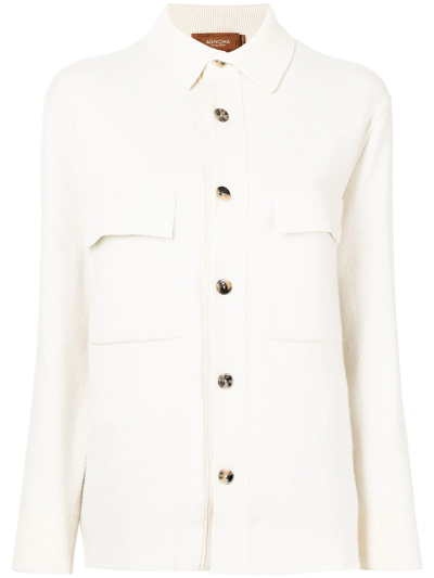 Agnona Double Knit Cashmere Blend Overshirt In Ivory