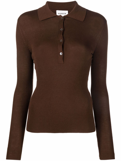P.a.r.o.s.h Long-sleeved Knitted Polo Shirt In Brown