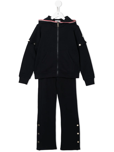 Moncler Kids' 条纹细节两件式运动套装 In Blue