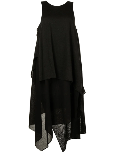 Forme D'expression Layered-detail Asymmetric Dress In Black
