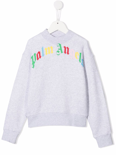 Palm Angels Kids' Logo-print Sweatshirt In Grey