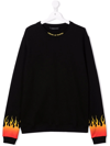 Vision Of Super Teen Logo Flame Print Sweatshirt In Black