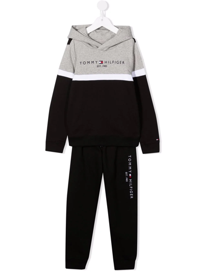 Tommy Hilfiger Junior Kids' Colour Block Tracksuit Set In Black