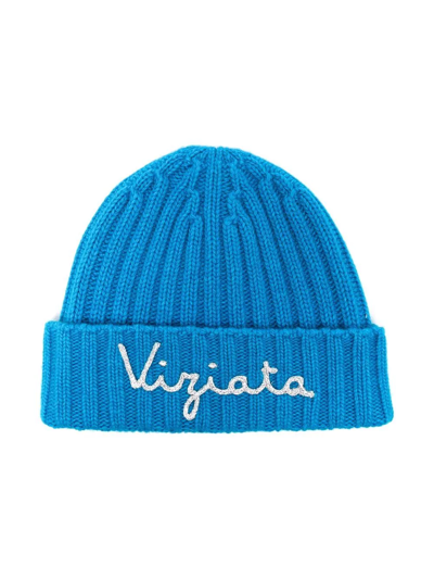 Mc2 Saint Barth Kids' Viziata Ribbed-knit Beanie Hat In Blue