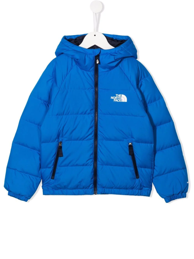 The North Face Kids' Logo Print Padded Jacket In Blue
