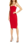 Lulus Paulina Square Neck Cocktail Sheath Dress In Red