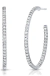 Roberto Coin 18k White Gold Large Micro Pave Diamond Hoop Earrings, 0.98 Ct. T. W. In White Gold/diamond