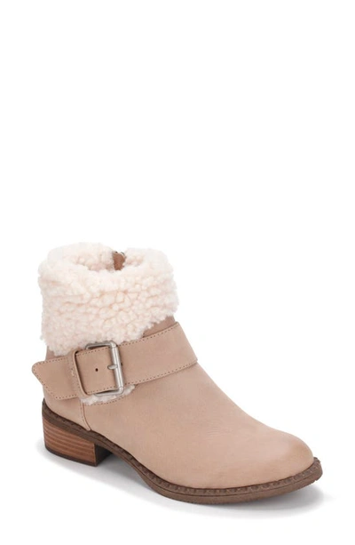 Gentle Souls Signature Slit Faux Shearling Moto Bootie In Mushroom