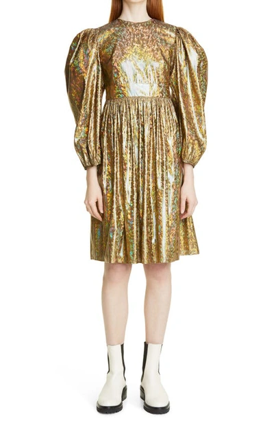 fitted lace wedding dress Holographic Scrunch Sleeve Dress Small