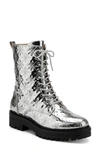 Aerosoles Aware X Laura Ashley Shelton Quilted Combat Boot In Silver Metallic