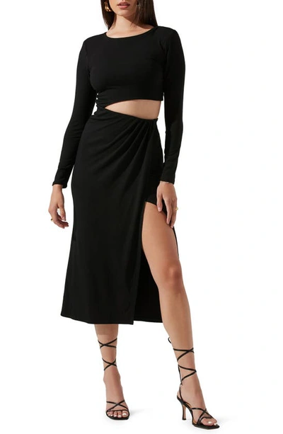 Astr Westwood Long Sleeve Cutout Dress In Black