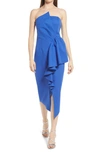 Elliatt Reception Cascade Ruffle Strapless Cocktail Dress In Cobalt