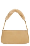 Mali + Lili Scarlett Faux Fur Strap Baguette Bag In Camel