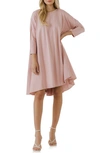 English Factory High Low Shift Minidress In Dusty Pink