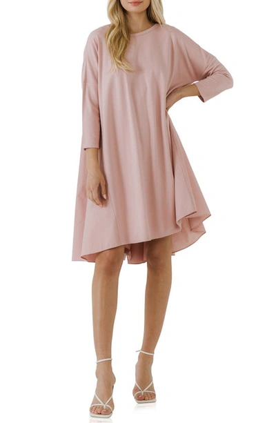 English Factory High Low Shift Minidress In Dusty Pink