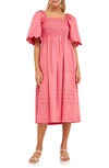 English Factory Scallop Detail Midi Dress In Mauve
