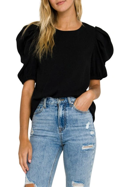 English Factory Puff Sleeve Top In Black