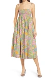 S/W/F FLORAL PRINT A-LINE COTTON DRESS,SWFA2116