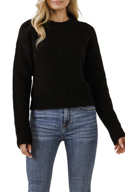 English Factory Round-neck Knit Sweater In Black