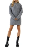 English Factory Cozy Crewneck Long Sleeve Sweater Dress In Grey