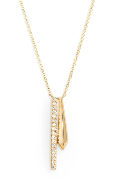 Dana Rebecca Designs 14k Yellow Gold Reese Brooklyn Knife-edge Drop Diamond Necklace