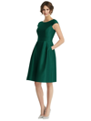 ALFRED SUNG DESSY COLLECTION CAP SLEEVE PLEATED COCKTAIL DRESS WITH POCKETS