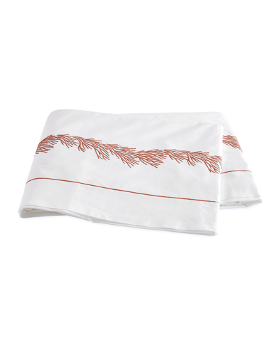 Matouk 520 Thread-count Full/queen Flat Sheet In Red