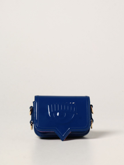 Chiara Ferragni Eyelike  Bag / Pouch In Patent Synthetic Leather In Sapphire