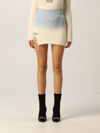 Gcds White And Blue Gradient Mini Skirt With Logo In Blue