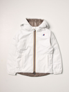 K-way Kids' Logo-patch Reversible Padded Jacket In White