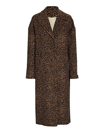 Golden Goose 2b Leopard Oversize Wool Blend Coat In Brown