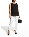 Lafayette 148 Plus Size Ruthie Sleeveless High-low Silk Blouse In Black