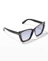 Tom Ford Scarlet Square Injection Plastic Sunglasses In Black/grey
