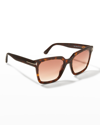 Tom Ford Beatrix Ft0613 52h Geometric Polarized Sunglasses In 52f Brown