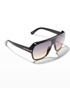 Tom Ford Men's Gradient Aviator Sunglasses In 01b Black/grey
