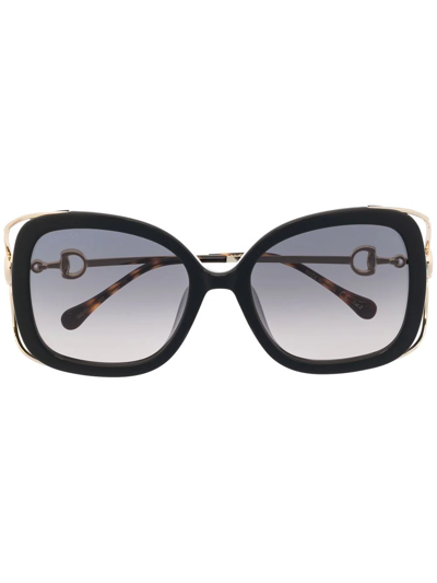 Gucci Oversize Frame Sunglasses In Schwarz