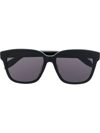 Alexander Mcqueen Graffiti Logo-print Square-frame Sunglasses In Schwarz