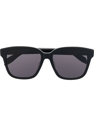 Alexander Mcqueen Graffiti Logo-print Square-frame Sunglasses In Schwarz