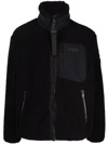 Moose Knuckles Shearling Zip-up Fleece Jacket In Schwarz