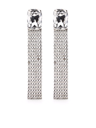 Saint Laurent Silver-tone Chunky Rhinestone Drop Earrings