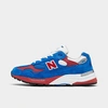 New Balance Unisex 992 Lace-up Sneakers In Blue/red