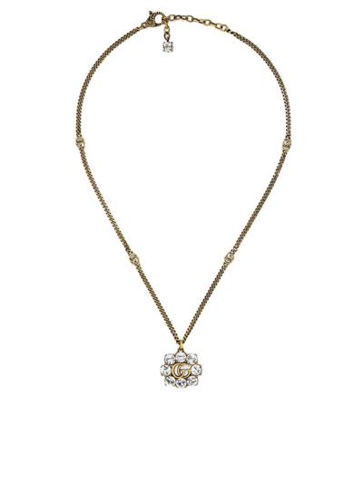 Gucci Gg Marmont Necklace W/ Crystal In Gold