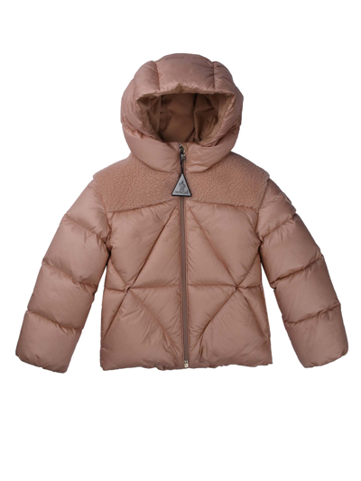 Moncler Kids' Arabette Pink Jacket With Ricciolino In Ivory