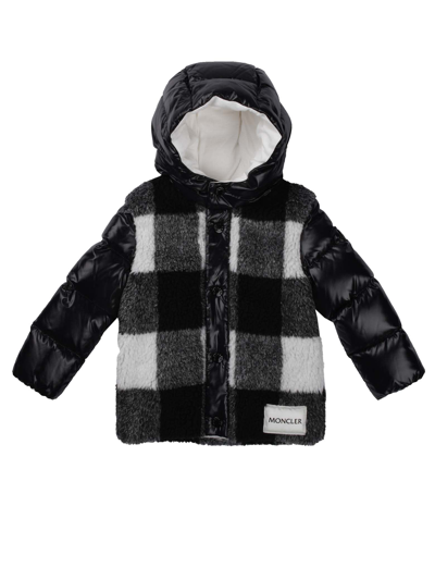 Moncler Kids' Ayten Black And White Fur Jacket